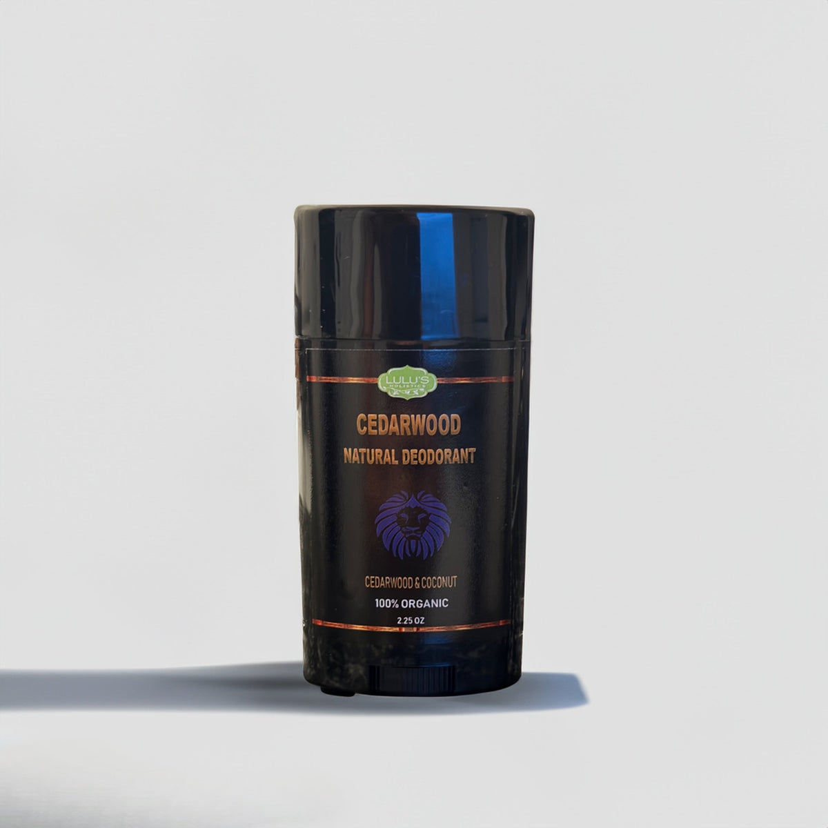 Natural cedarwood deodorant stick in a black tube
