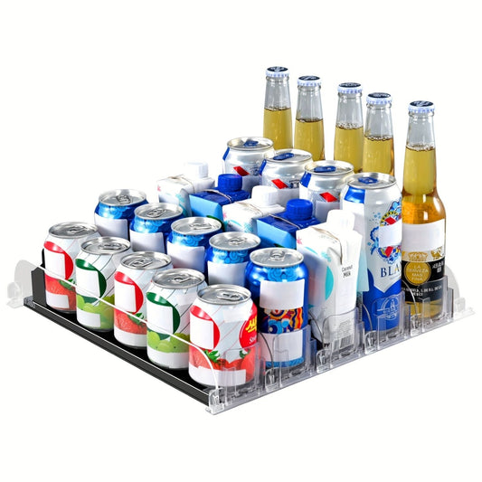 1 Set 3/4/5 Rows Soda Can Dispenser, Refrigerator Bottle Can Organizer, Self-Pushing Soda Can Dispenser Holds Up To 12 Cans, Beverage Storage For Pantry/Vending Machine - Renee Lane Company