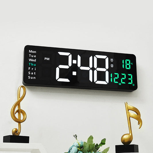 13/16 Inches Large LED Digital Wall Clock ,Wall Mounted Remote Control Temperature Date Week Display Timer Dual Alarm Clock - Renee Lane Company