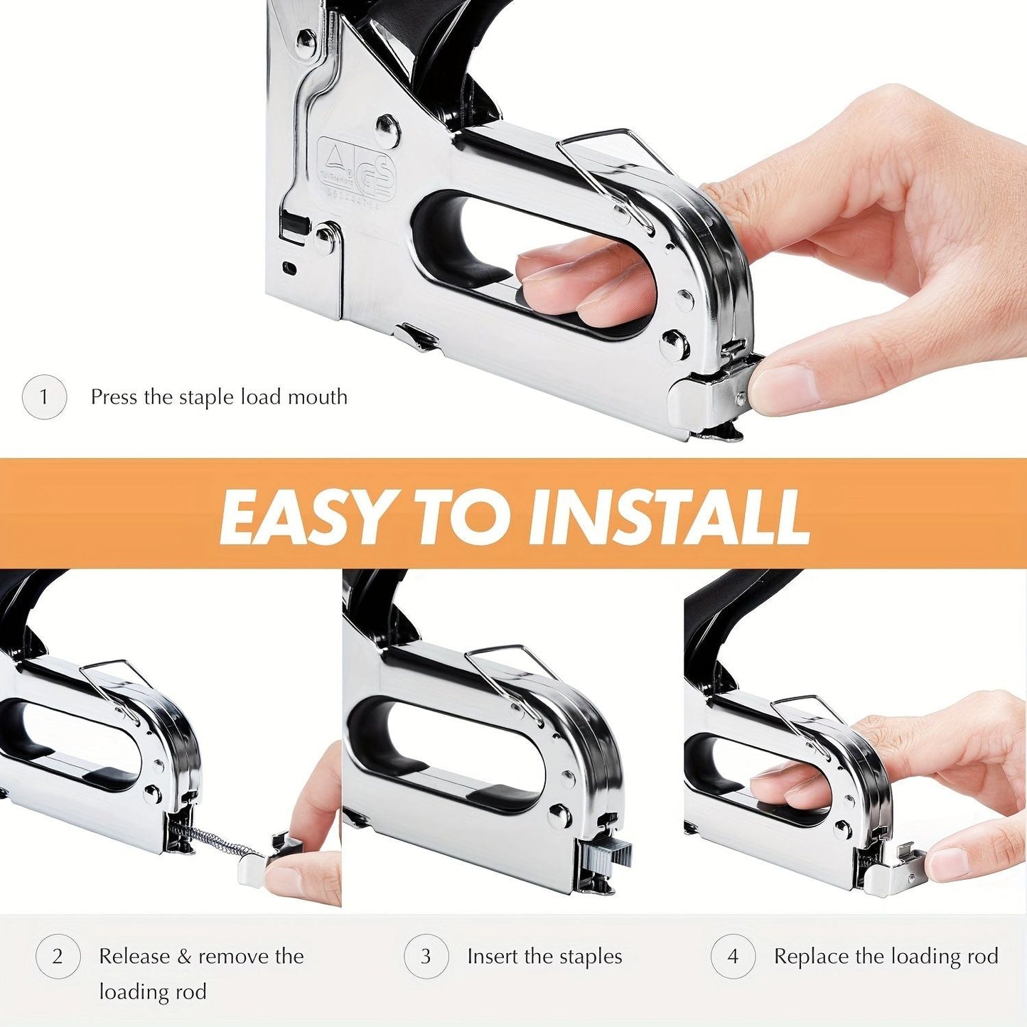 1pc, 3 In 1 Heavy Duty Staple Gun Kit With 300 Staples, Upholstery Stapler For Fixing Material, Decoration, Carpentry, Furniture, Doors And Windows - Renee Lane Company