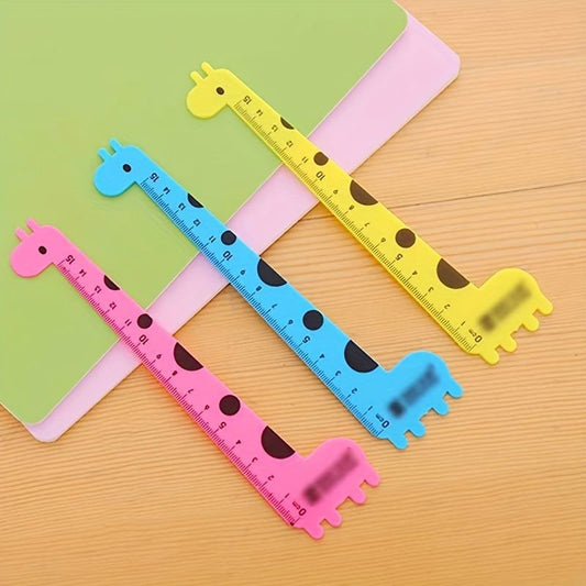 1pc Cartoon Animal Giraffe Plastic Straight Ruler Kawaii Cute Sweet Straight Ruler - Renee Lane Company