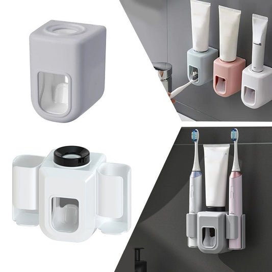 1pc Electric Toothbrush Holder Couple Toothbrush Holder Lazy Person Automatic Toothpaste Squeezing Device Wall Mounted Non Perforated Toothpaste Toothbrush Holder In Bathroom - Renee Lane Company