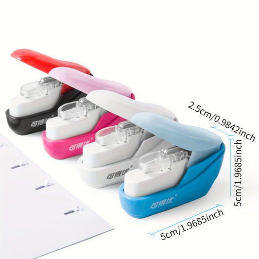 1pc Handheld Staple Free Stapler, Staplers For Desk Swingline, Rotatable Heavy-Duty Staplers, Labor-Saving Stapler Office School Supplies White Blue No Staples Needed 4 Sheet Capacity - Renee Lane Company