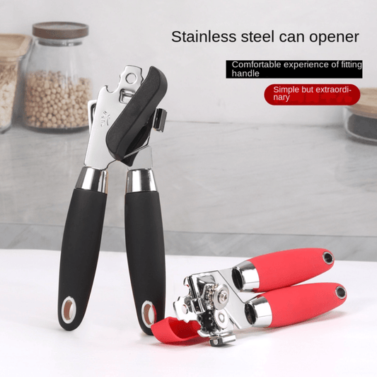1pc Multifunctional Stainless Steel Can Opener with Rubber and Plastic Handle - Easy to Use and Durable Kitchen Accessory - Renee Lane Company