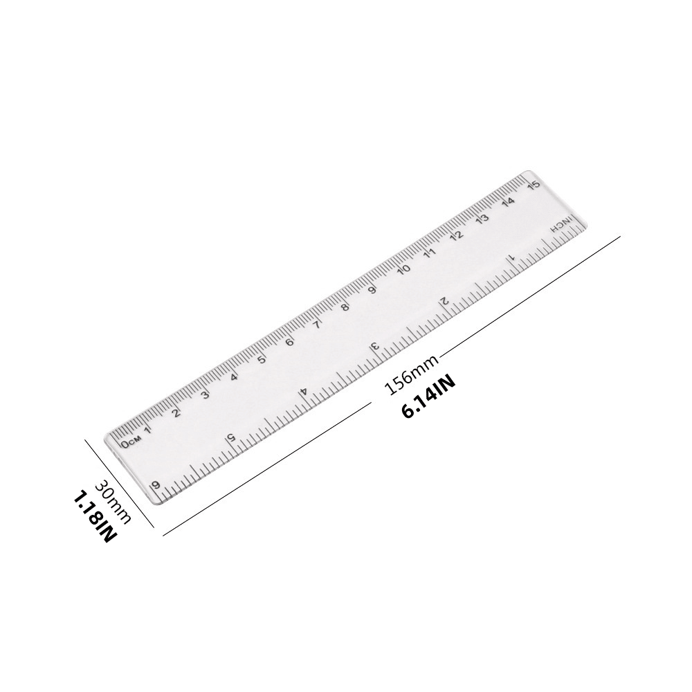 1pc Simple Transparent Ruler Size 6.14*1.18in - Renee Lane Company