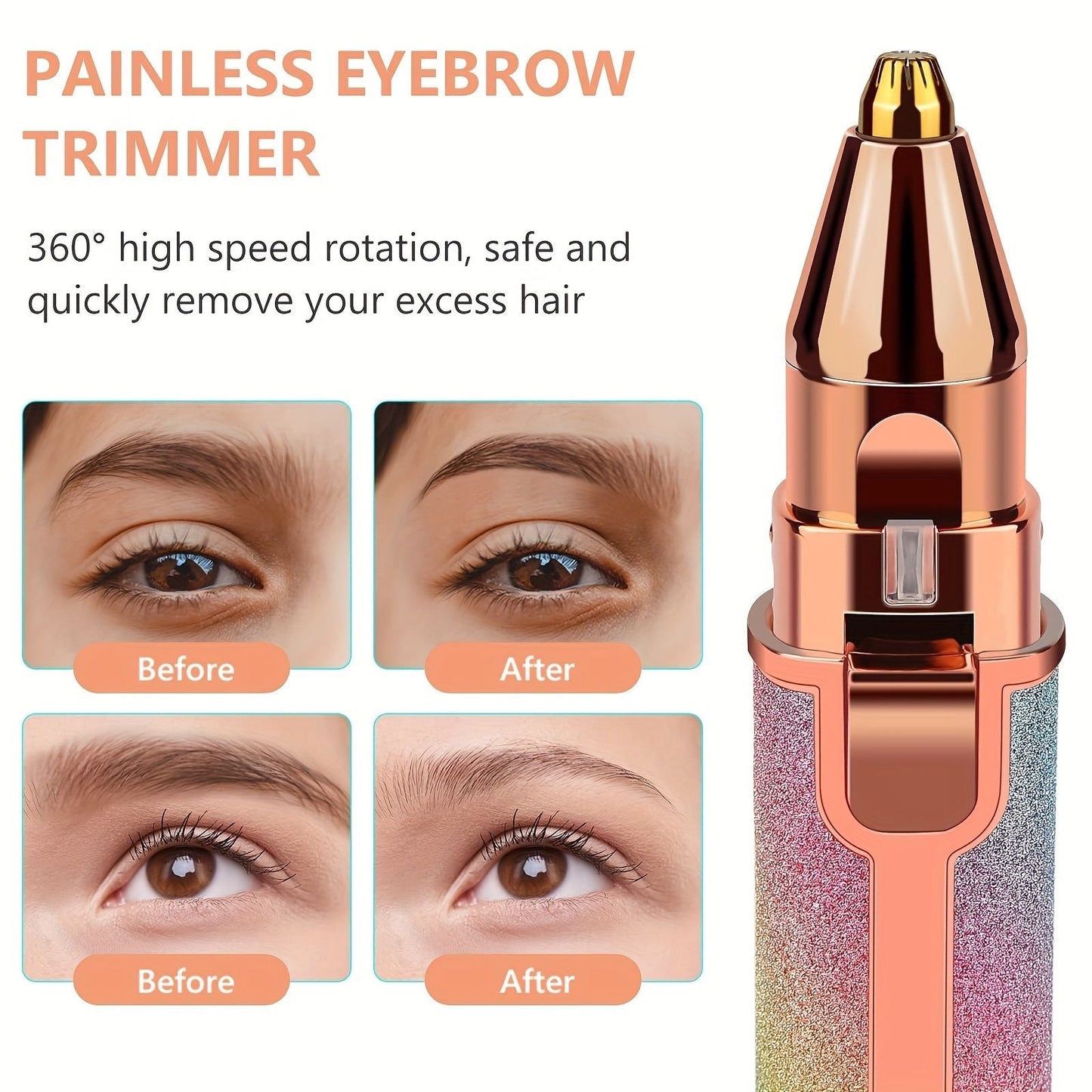 2-in-1 Eyebrow Razor for Women - Painless and Precision Facial Hair Removal with USB Rechargeable Trimmer and Built-in LED Light - Perfect for Nose, Lips, and Body - Renee Lane Company