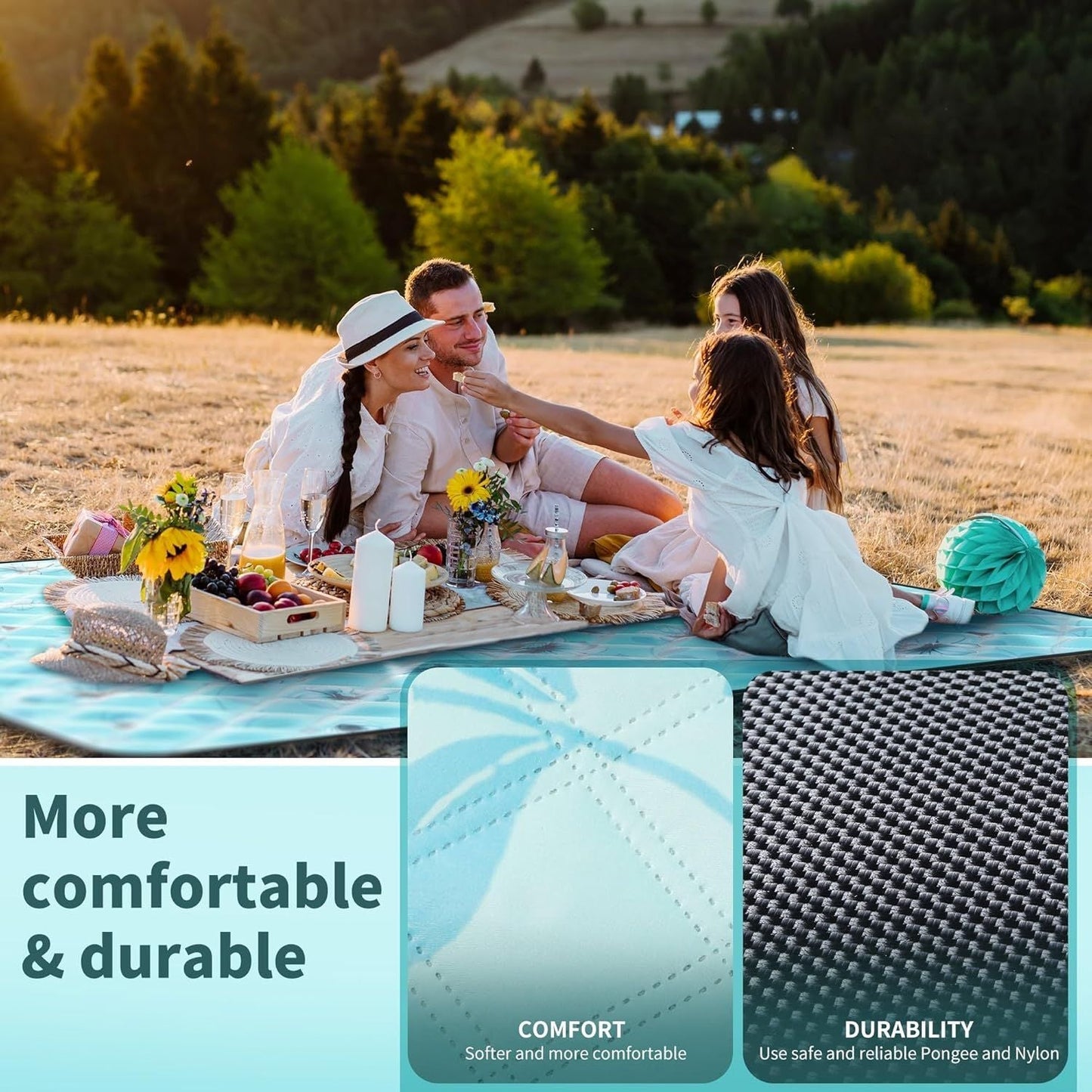 (2025 Upgrade) Extra Large Waterproof Picnic Blankets | Foldable Sandproof Beach Blanket N Outdoor Blanket | 5-Layer Machine Washable Soft Picnic Mat for Camping, Grass, Park N Stadium - Renee Lane Company