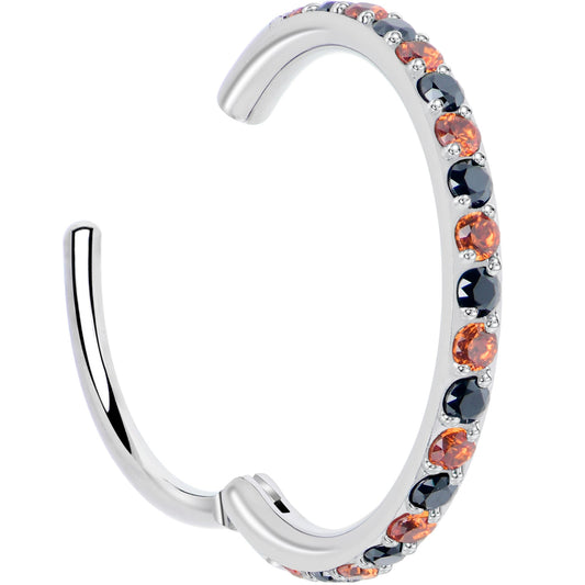 20G Micro Gem Titanium Hinged Nose Hoop - Black Orange Nose Ring - Renee Lane Company