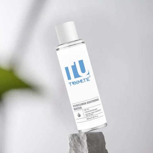 Tunmate turmeric soothing toner bottle with white cap, front label close-up.
