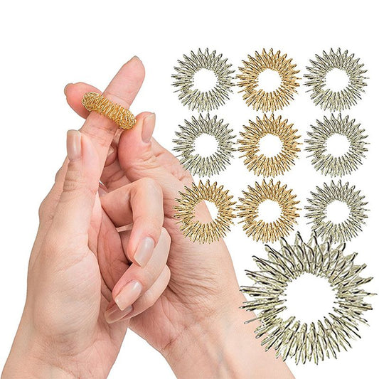 20pcs Spiky Sensory Finger Massage Ring Relax Finger Massager Decompression Multicolor Relieve Stress Spring Massage Rings - Renee Lane Company