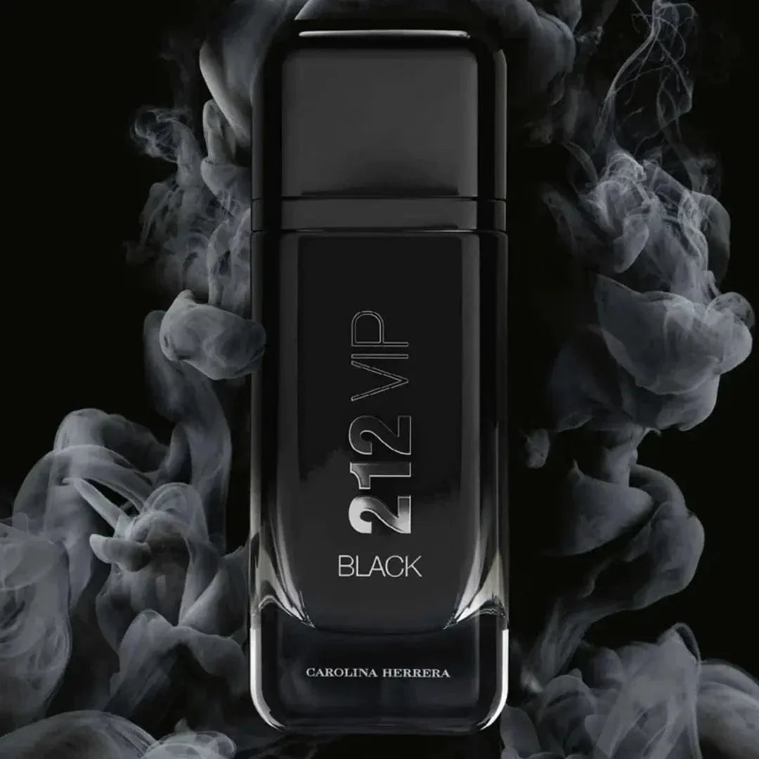 Men's Eau de Parfum bottle, dark black glass with silver-trimmed cap