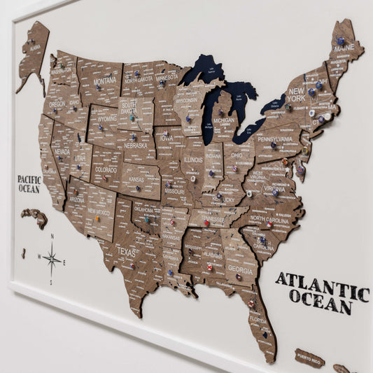 3D Wooden USA Map on Board - Terra - Renee Lane Company