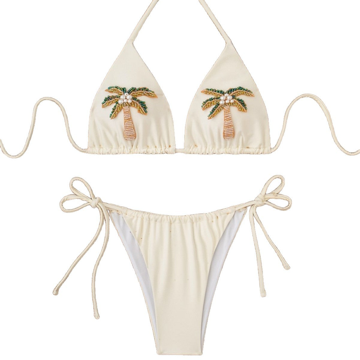 3D design women's two-piece sexy swimsuit set, tie-up bikini, solid color swimwear bikini - Renee Lane Company
