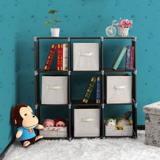 3Tier 9 Compartment Storage Cube Closet Organizer Shelf 9 CubesBookcase Storage - Renee Lane Company