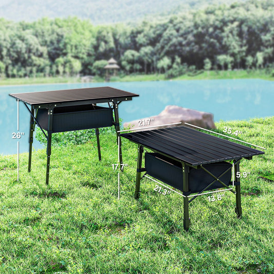 3ft Aluminum Small Folding Table, Portable Camping Table with Storage Bag, Carry Bag for Outdoor Picnic BBQ, Black - Renee Lane Company