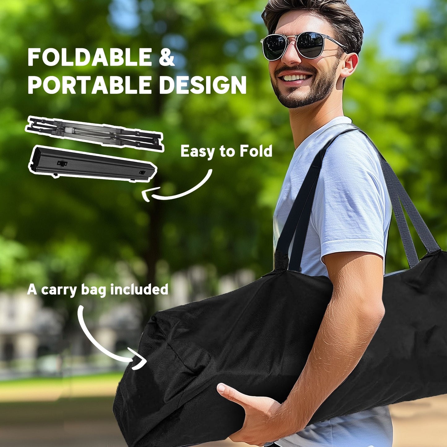 3ft Aluminum Small Folding Table, Portable Camping Table with Storage Bag, Carry Bag for Outdoor Picnic BBQ, Black - Renee Lane Company