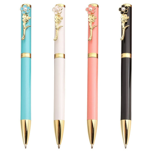 4pcs Ballpoint Pens,Fine Point Smooth Writing Pens,Metal Twist Pretty Pens For Journaling, 1.0 Mm Medium Point Black Ink Cute Pens,Office Supplies Fancy Pen Sets For Women&Men Gift - Renee Lane Company