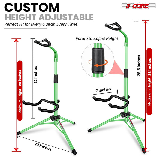 5 CORE Guitar Stand Floor Adjustable Heavy Duty Tripod Acoustic Electric Bass Cello Upright Folding Stands w Neck Holder For On Stage Studio - GSH HD GR - Renee Lane Company