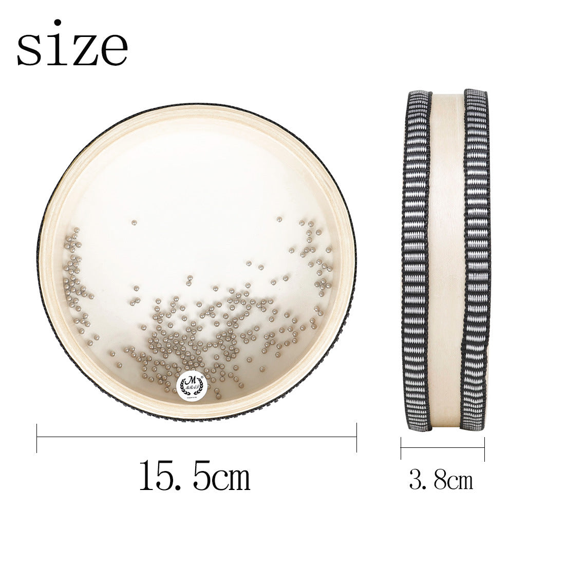6-inch double-sided transparent wooden black edged wave drum instrument - Renee Lane Company