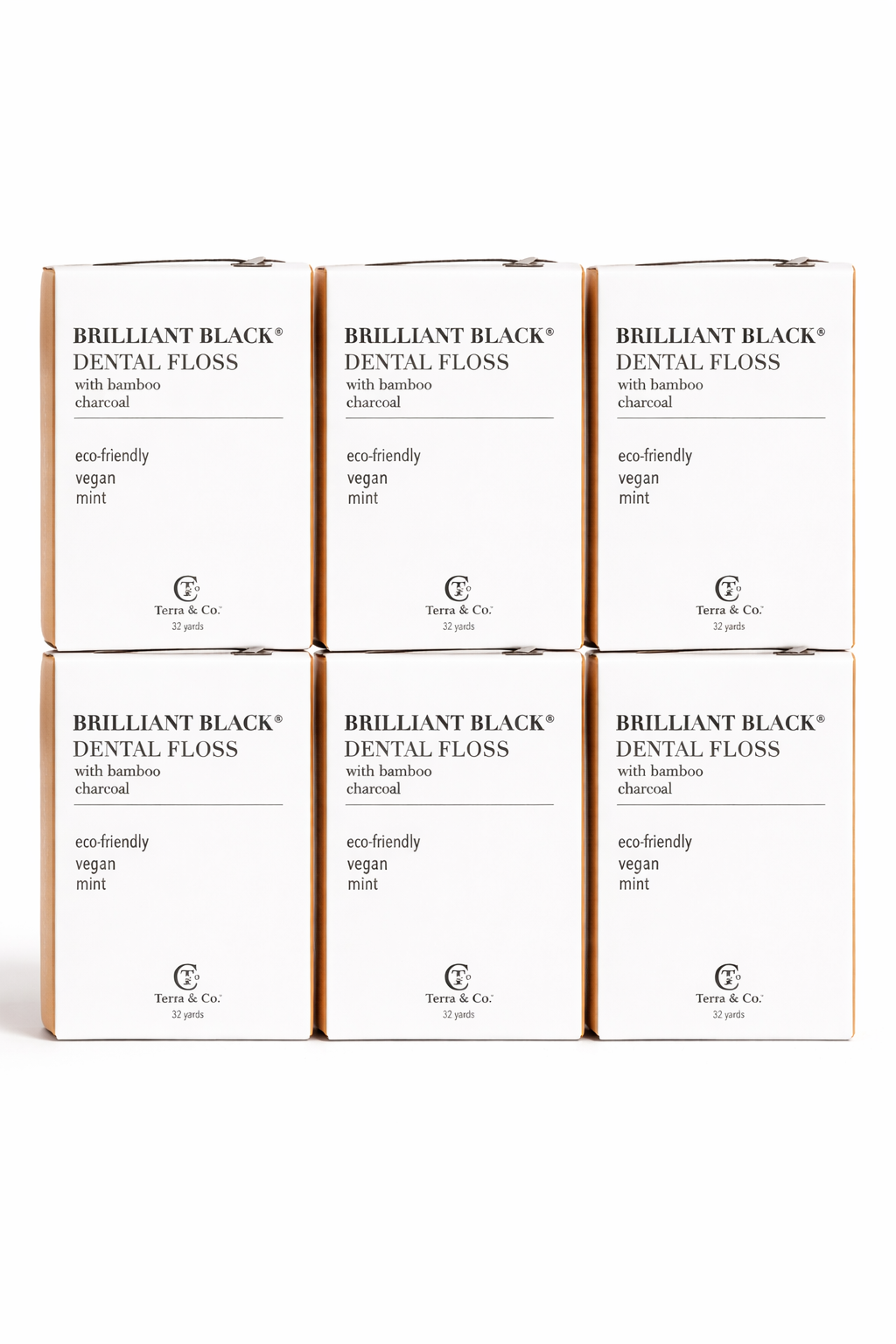 Set of three dental floss boxes, bamboo charcoal, Terra & Co., 32 yards each