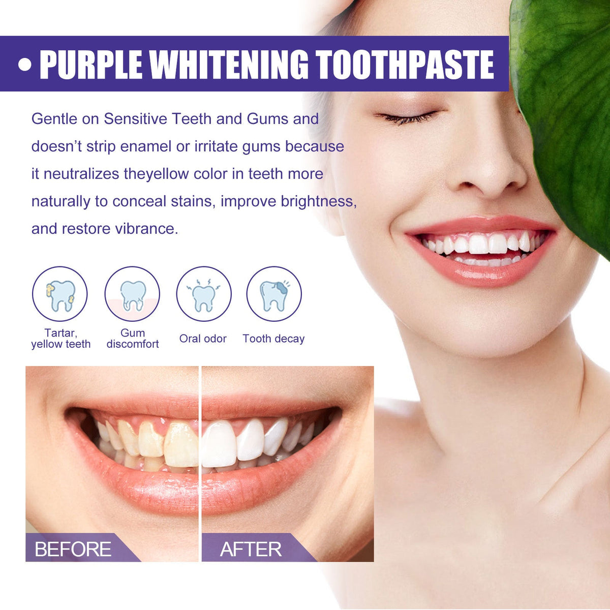 V34 Purple Whitening Toothpaste 30ml 1box