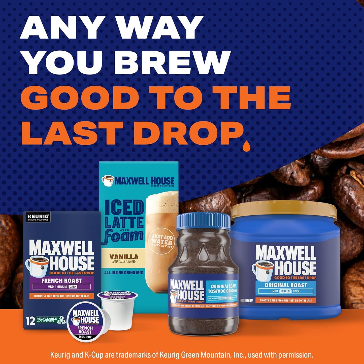 Maxwell House Original Roast Instant Coffee, 8 oz Jar