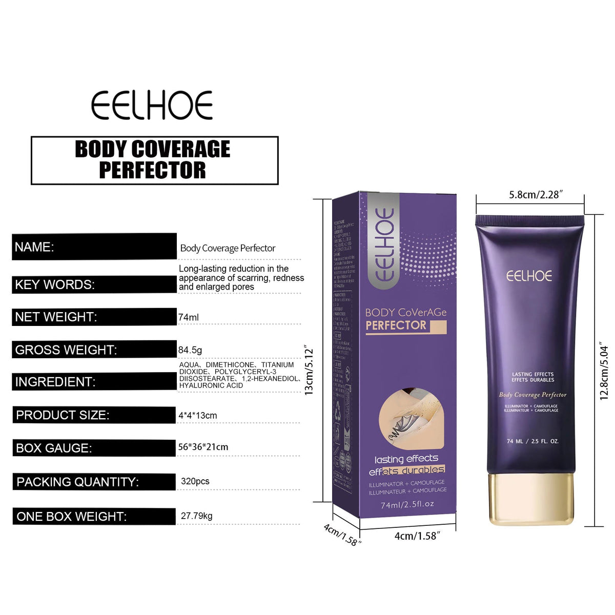 Body Concealer Repair Cream Ivory White 74ml 1 Box
