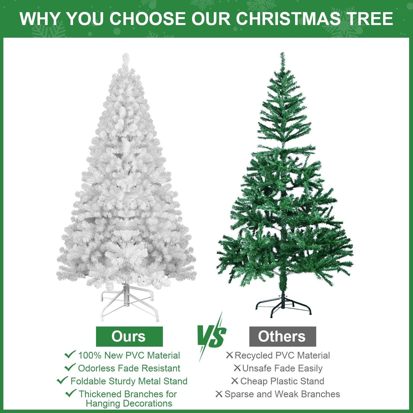 8ft PVC White Christmas Tree ,Environmentally Friendly Fireproof Artificial Christmas Tree - Renee Lane Company