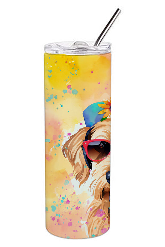 Airedale Terrier Hippie Dawg Stainless Steel Skinny Tumbler Vacuum Double Walled Reusable Insulated Tumbler Travel Cup for Coffee Cocktails Gift with Lid, 20 oz - Renee Lane Company
