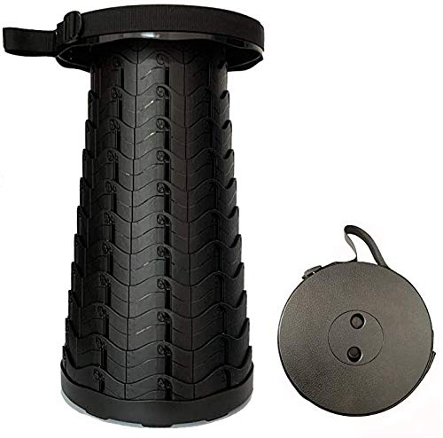 Avenoir Telescopic Portable Stool Camping Retractable Folding Stool for Fishing Hiking Travel Queuing Gardening Max Load 397lb(Black) - Renee Lane Company