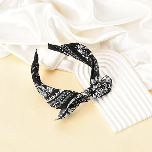 Bandana Headbands with Knotted Bow and Rabbit Ear Design for Women and Girls - Black Bowknot Hairband Accessories - Renee Lane Company