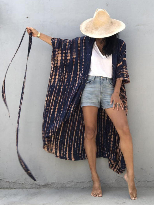 Beach Cover Ups for Swimwear Women Black Tie Dye Kimono Swimsuit Cape Summer Dress 2022 Beachwear Outfits Sales - Renee Lane Company
