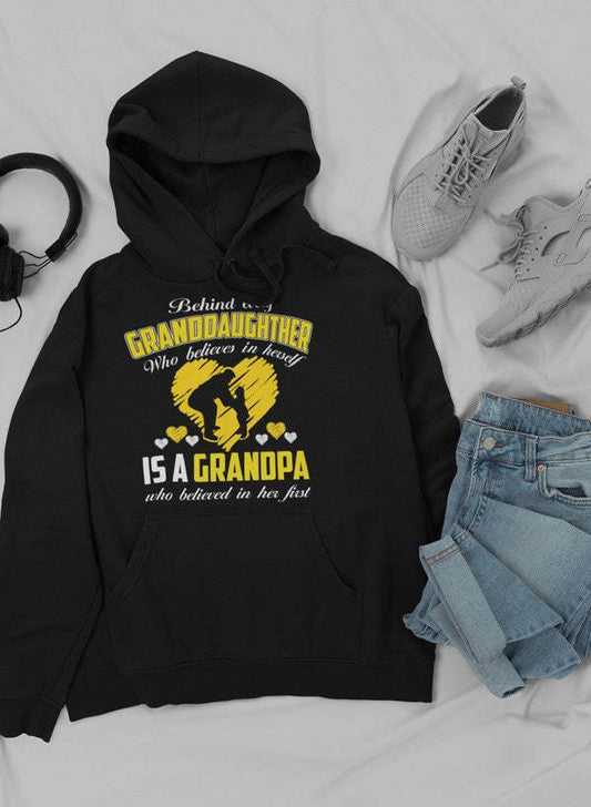 Behind Every Granddaughter Who Believes In Herself Is A Grandpa Hoodie - Renee Lane Company