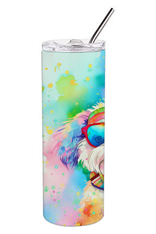 Bichon Frise Hippie Dawg Stainless Steel Skinny Tumbler Vacuum Double Walled Reusable Insulated Tumbler Travel Cup for Coffee Cocktails Gift with Lid, 20 oz - Renee Lane Company