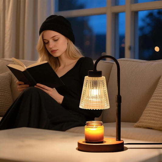 Black Candle Warmer Lamp WithTimer and Dimmer,Fragrance Electric Wax Melt Warmer with 2 Bulbs,Scented Jar Lamp,Mother's Day/Birthday/Christmas Gifts for Mom/Wife,Home Decor,Adjustable Height - Renee Lane Company
