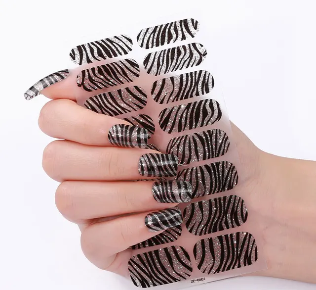 Black Zebra Gel Nails - Renee Lane Company