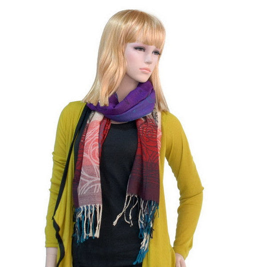 Blancho Bedding -Pa-a09-1 Moon & Stars & Roses Elegant Fashion Smooth Touch Tassel Ends Pashmina/Shawl/Scarf - Renee Lane Company