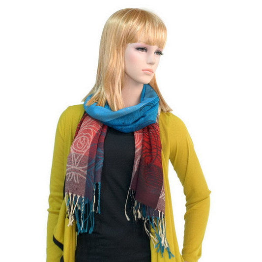 Blancho Bedding -Pa-a09-6 Moon & Stars & Roses Elegant Fashion Smooth Touch Tassel Ends Pashmina/Shawl/Scarf - Renee Lane Company