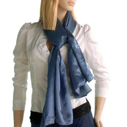 Blando Dark Blue Small Cute Dot Design Campus Style Silk Scarf/Wrap/Shawl(Small) - Renee Lane Company