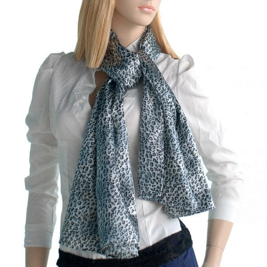 Blando Light Blue Leopard Stylish Delicately Soft Silky Scarf/Wrap/Shawl(Small) - Renee Lane Company