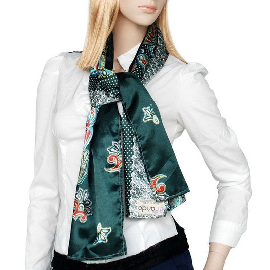 Blando Sega Green Paisley & Multi-Pattern Fashion Graceful Soft Silk Scarf/Wrap/Shawl(Small) - Renee Lane Company