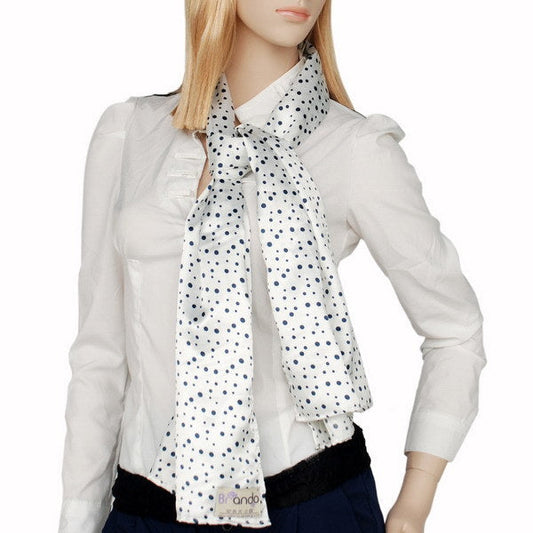 Blando White Background Little Black Dots Douce Extremely Soft Silk Scarf/Wrap/Shawl(Small) - Renee Lane Company