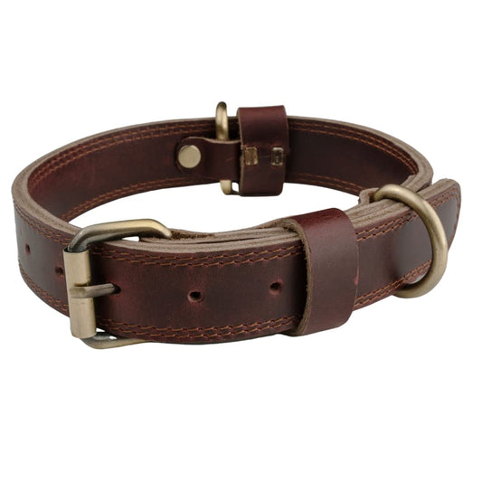 Boston Leather Goods Leather Dog Collar Heavy Duty Dog Collar for Small Dogs Medium Dogs or Large Size Dogs (Medium (14 inch - 18 inch) 1" Wide) - Renee Lane Company