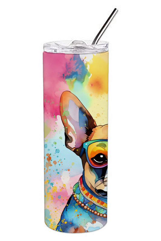Boston Terrier Hippie Dawg Stainless Steel Skinny Tumbler Vacuum Double Walled Reusable Insulated Tumbler Travel Cup for Coffee Cocktails Gift with Lid, 20 oz - Renee Lane Company