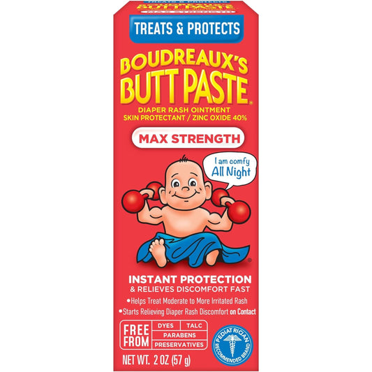 Boudreauxs Maximum Strength Butt Paste Relieves and Prevents Diaper Rash 2oz Tube (Pack of 1) - Renee Lane Company