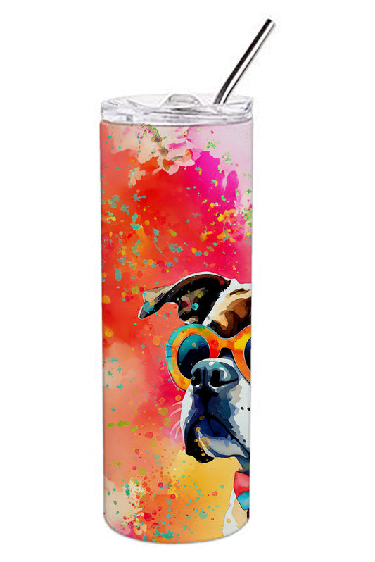 Boxer Hippie Dawg Stainless Steel Skinny Tumbler Vacuum Double Walled Reusable Insulated Tumbler Travel Cup for Coffee Cocktails Gift with Lid, 20 oz - Renee Lane Company