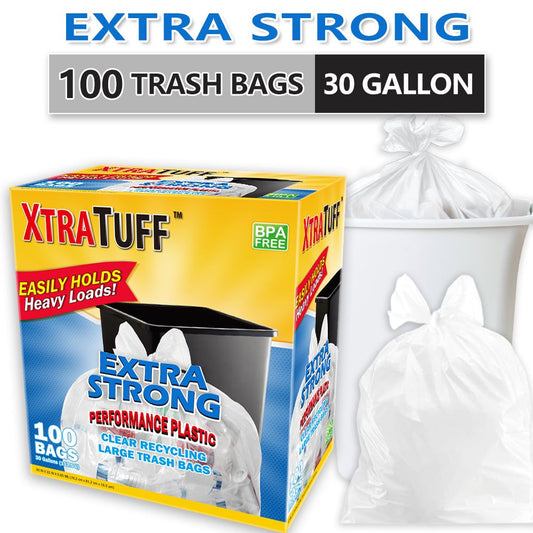 Boxs Of 100 Bags 30 Gallon White Disposable Large Trash Bags For Large Kitchen Trash Can, Hefty Ultra Strong 100 Count 113.5L Multipurpose Supplies For Industrial, Garden, Home, - Renee Lane Company