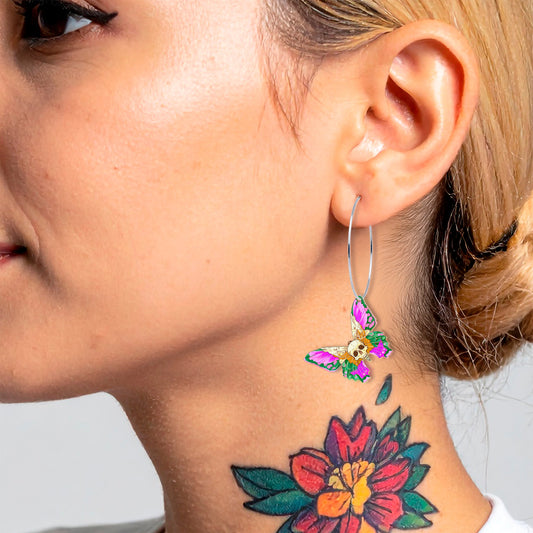 Butterfly Skull Hoop Earrings by Onyx O - Renee Lane Company