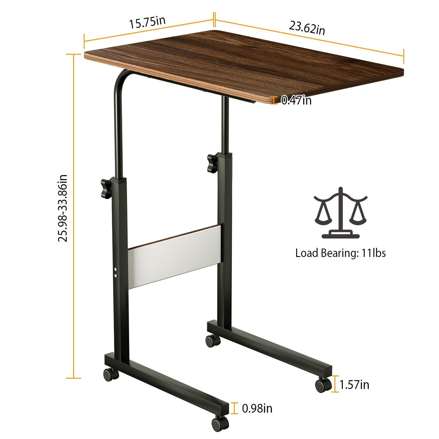 C Side Table 3-Tier Laptop Desk Small Slim Snack Side Table for Couch Bed Sofa for Small Spaces Living Room Bedroom - Renee Lane Company