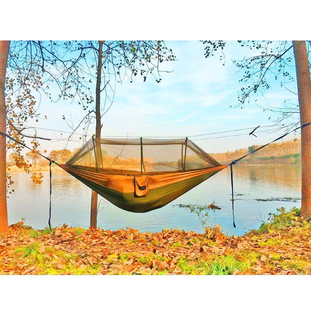 Camping Hammock with Mosquito Net, Portable Double Hammock Tent Load Two People with 2 Straps, Best for Outdoor Garden Hiking Travel - Renee Lane Company